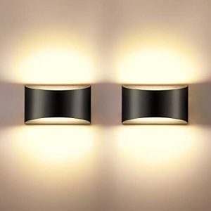 Indoor Dimmable Wall Sconces Sets of 2, SHYVIA Modern Black Led Up Down Wall Lamp, 12W Indoor Hallway Wall Light Fixtures for Living Room, Stair, Bedroom, Warm White,2 Pack