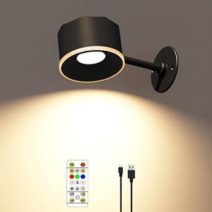 Arixinks Wall Lights Picture Light Battery Operated Rechargeable Magnetic Wall Sconce Light Painting Light with Remote Control, Led Wall Lamp with Dimmer and Timer for Living Room Bedroom