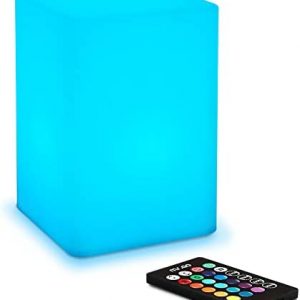 Mr.Go 6-inch Dimmable LED Night Light Mood Lamp for Kids and Adults – 16 RGB Colors – 5 Level Dimming – 4 Lighting Effects – Rechargeable – Remote Control – Decorative – Fun and Safe – White Cube