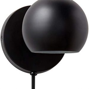 Amazon Brand – Rivet Mid Century Modern Wall Mounted Plug-In Sconce Light, 7.25″H, Matte Black