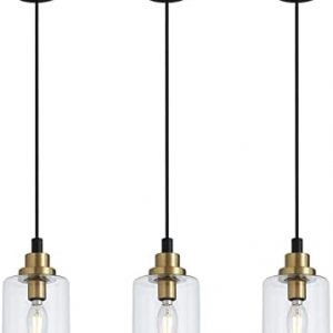 SamYUIR Pendant Lights Ceiling Light Fixture Pendant Lights Kitchen Light Fixtures Pendant Lighting for Kitchen Island Hanging Lights for Bedroom Black Pendant Light Fixtures 3 Packs (E12 Base)