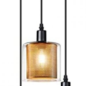 Hurrah 3-Light Industrial Pendant Lighting – Adjustable Hanging Light Fixtures Glass Shades Pendant Light – Vintage Hanging Ceiling Lamp for Farmhouse Kitchen Island Living Room Hallway – E12 Base