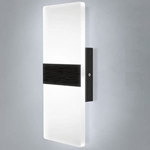 LIGHTESS Modern Wall Sconce Dimmable Sconce Wall Lighting 12W Black Indoor Wall Lamp Acrylic Wall Mounted Lighting Fixture for Bedroom Living Room Hallway, Cool White