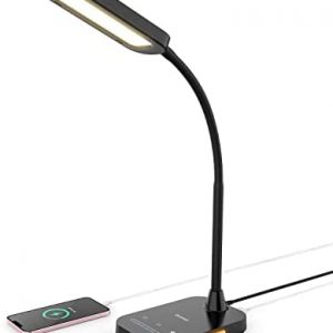 LED Desk Lamp, LASTAR 12W Flexible Gooseneck Table Lamp, Office Desk Light with Night Light, USB Port, Touch Control, 5 Color Temperatures & 7 Brightness Levels, Memory Function for Home Office