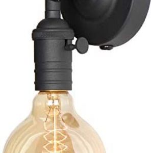 Mini Wall Sconces Lighting Fixture, XIDING Upgrade Black Finish Vintage Wall Lamp, Single Socket with Candlestick Molding Design, Industrial Rustic Retro Metal Wall Lights, with On/Off Switch 1-Light.
