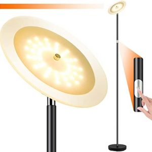 LED Floor Lamps, 20W Bright Dimmable Torchiere Floor Lamp with Touch Control, 71″ Tall Pole Light, 3000K Sky Lamp, Modern Standing Lamp for Bedroom/Living Room/Office/Den,Stand up Lamp Black