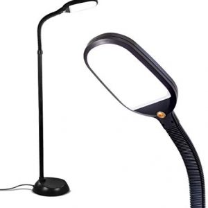 Brightech Litespan – Bright LED Floor Lamp for Crafts and Reading, Estheticians’ Light for Lash Extensions, Adjustable Gooseneck Standing Lamp for Living Room, Bedroom and Office – Jet Black