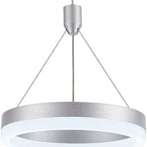 Modern Nickel Led Ring Pendant Lighting Fixture, 7.87″ Dimmable Circular Ring Pendant Light for Kitchen Dining Room Bedroom Foyer Hallway Bar, 15W 6000K Cool White