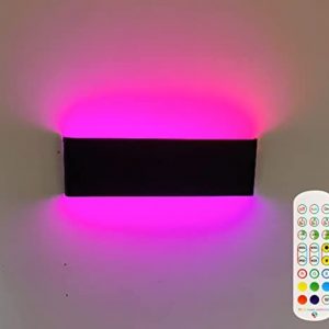 Modern LED Wall Sconce Indoor Wall Light Fixtures 18W LED Up and Down Wall Lights for Living Room Bathroom Bedroom Hallway RGB Color Temperature Adjustable (Black, RGB)