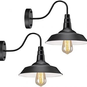 Black Wall Sconces, FadimiKoo Farmhouse Gooseneck Wall Sconce Lighting, Industrial Indoor Wall Light Fixtures, Vintage Wall Mount Lamp for Bedroom Bathroom Living Room 2 Pack