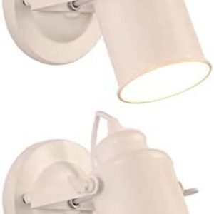 Malilymo Industrial Vintage Wall Spotlight 2 Sets Adjustable Wall Lamp White,Rotate Head, Hardwired No Plug, E26 Base, Decor for Indoor Living Bedroom or Loft Cafe bar Lighting(No Bulb)