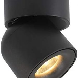 Aisilan LED COB Adjustable Dimmable Ceiling Spotlight Accent Lamp Surface Mounted Downlight 9W 3000K Black Aluminum Spotlight for Hallway Corridor Gallery Kitchen Living Room MSD52B9W3KDim