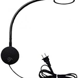 Youngine 5W Plug Wired Flexible Gooseneck Wall Sconce Reading Lamp Art Works Show Accent Light Wall Mount Spot Lamp Fixture with On/Off Switch (Round Black-Cool White)