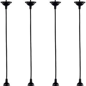 ACBungji 4 Pack Industrial Mini Pendant Light Kit, E26/E27 Base Lampholder Pendant Light Cord Adjustable Hanging Light Kit for Kitchen Bedroom Home Corridor Studio Office