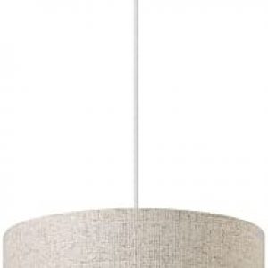 EDISHINE Pendant Light Fixtures, Hanging Light with 48inch Cord, Hardwair Design, Beige Linen Shade, Drum Moder Pendant Light for Kitchen, Bedroom, Living Room, Kid’s Room, E26 Base