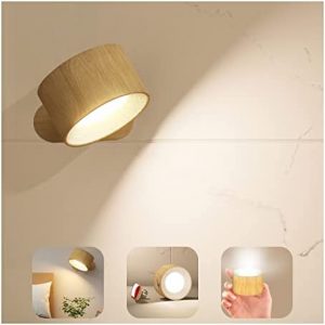 LED Wall Sconces, Koopala Wall Mounted Lamps with Rechargeable Battery Operated USB Port 3 Color Temperatures & 3 Brightness Levels 360°Rotate Magnetic Ball, Cordless Wall Lights for Reading Bedside
