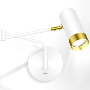 Swing Arm Wall Sconce Wall Lighting Metal Lampholder Hardwired Adjustable led Reading Light Fixture Independent Switch Wall Mounted Lamp for Bedroom Bedside Lamp Wall Light (GU10)