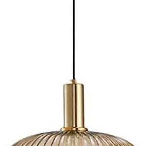 I-xun Pendant Light Fixtures Modern Pendant Lighting for Kitchen Island Farmhouse Striped Glass Pendant Light Shade (11.81”, Amber)