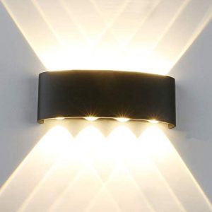 Modern LED IP65 Waterproof Exterior Wall Lamp with Backing Plate, Yosoan 8W 86V-265V Warm White 3000K Aluminum Indoor Outdoor Surface Mount Rainsafe Matte Black Up Down Porch Staircase Hallway Garage