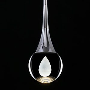 Pendant Light Fixtures 1-Light Mini Pendant Lighting for Kitchen,Chrome Globe Pendant LED Light Fixture,Teardrop Crystal Pendant Light for Bedroom Dining Room Bar