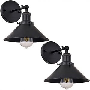 LEECOORA 2 Pack Light Dimmable Adjustable Sconce Black Swing Classic Traditional Wall Light Factory loft Bedroom Living Room Loft Barn Lighting Fixture