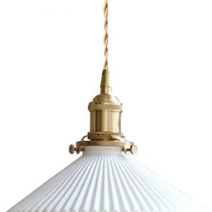 ESSZYIE E26 Modern Pendant Light, Minimalist Umbrella Ceramics Pendant Lighting for Kitchen Island Bedroom Dining Room Bar, White Hanging Light
