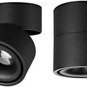 LED Ceiling Spotlight – Wall Light 360°Adjustable Ceiling Downlight 10W COB Lighting LED Wall Lamp or Spot Light Cool White 6000K / Warm White 3000K (Black, 6000K(Cold White))