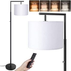 Deeak Floor lamp,Stepless Brightness &4 Color Temperature Modern Standing Shade Led Floor Lamp with Remote & Rotary Control for Living Room,Office and Bedroom(9W LED Bulb Inclued),Black