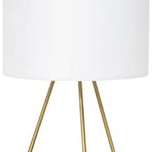 Simple Designs LT2066-GDW Down to the Wire Fabric Shade Table Lamp, Pack of 1, Gold/White
