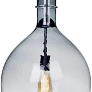 CASAMOTION Pendant Light Fixtures Glass Ceiling Hanging Lights Kitchen Island Vintage Chandelier Lighting Farmhouse Dining Room Table Hallway Large Globe Shade Recycled Blue 15 Inch Diam