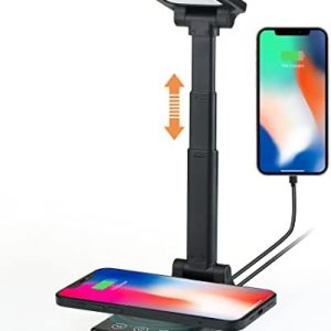 Mini lamp , Dimmable Eye Caring Mini lamp, with Wireless Phone Charger Small Table lamp, Small Desk Lamps for Small Spaces, Touch Control, Small Lamps for bedrooms,Black