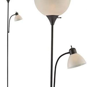 Adjustable Black Floor Lamp with Reading Light by LIGHTACCENTS – Susan Modern Standing Lamp for Living Room/Office Lamp 72″ Tall – 150-watt with Side Reading Light Corner Lamp (Black)