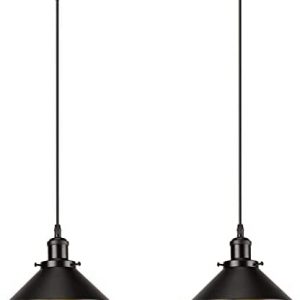 Industrial Pendant Light,E27Plug in Pendant Light,Black Pendant Light are Used for Home Kitchens, Dining Rooms, Bar Lights, Corridors, and Living Rooms (2Pack)