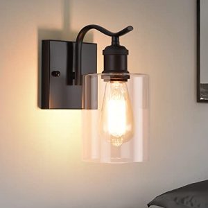 HOXIYA Bathroom Wall Sconce Industrial Wall Lamp Farmhouse Light Fixture, Matte Black Rustic Vanity Light for Hallway, Dining Room, Bedroom, Kitchen, Living Room