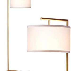 Brightech Montage Modern Floor lamp, LED Floor Lamp for Living Rooms & Offices – Tall Standing Lamp for Bedroom Reading – Corner Pole Lamp for Contemporary Home Decor – Gold, Antique Brass