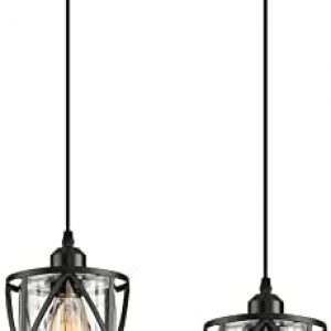 Farmhouse Pendant Lighting,Industrial Pendant Light, Metal Hanging Ceiling Lights Fixture with Clear Glass Shade, Hanging Light Fixture for Dining Room Bedroom Foyer Hallway Kitchen Island