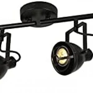 LED 4 Light Track Lighting Kit, Farmhouse Flush Mount Wall or Ceiling Spot Light Fixture, Flexibly Adjustable Directional Accent Lamp for Living Room, Kitchen, Utility Room, GU10 Bulb Not Included
