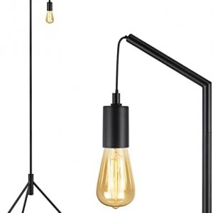 Industrial Floor Lamp for Bedroom Minimalist – Stable Black Floor Lamps for Living Room, Modern Tall Lamp for Office, Vintage Standing Lamp for Reading Dorm Hotel, Stand up Lamp with Foot Switch