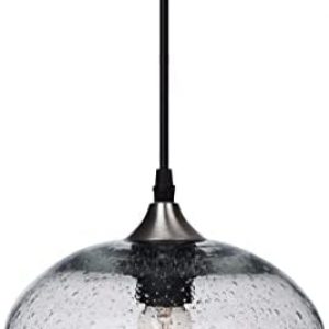ARIAMOTION Pendant Lighting Kitchen Island Glass Modern Ceiling Light Fixtures Clear Seeded Bubbles Hanging Light Over Table Sink 8.5 Inch Diam
