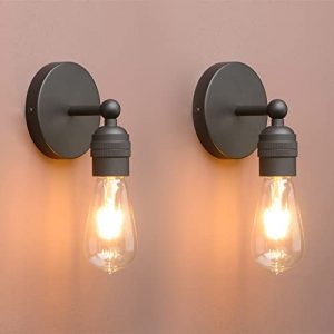 Yosoan Industrial Farmhouse Vintage Sconce, 2-Pack Mini Naked Head Simplicity Matte Metal Black Wall Lamp