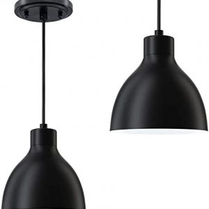 Industrial Hanging Light Indoor Mini Pendant Ceiling Light fixtures (Set of 2)with Oil Rubbed Bronze, Chandeliers Metal Shade for Bar Dining Room Corridor Living Room Kitchen Island