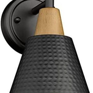 FEMILA Black Wall Sconces, Rustic Industrial Wall Lamps, 1-Light Sconces Wall Lighting with Hammered Metal Shade, Bathroom Vanity Light Fixture for Bedroom Living Room Kitchen,4FG59B BK