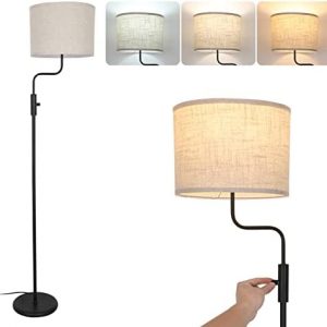 Floor Lamp for Living Room, Modern Standing Lamp with Dimmable Rotary Switch, 60 Inch Tall Lamps for Living Room Bedroom, 9W 3Color LED Bulb Included