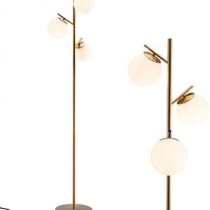 Tangkula 3-Globe Floor Lamp, Modern Freestanding Lamp with Convenient Foot Switch & 3 E26 Bulb Bases, Sturdy Steel Pole, Tall Standing Light for Living Room, Bedroom, Study, Simple Assembly (Golden)