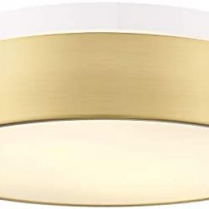 Autelo 2-Light Close to Ceiling Light Fixture, 11 inch Frosted Glass Shade Flush Mount Ceiling Light Fixture in Antique Brass Finish, E26 Socket for Living Room Hallway Bedroom C3312 BRZ