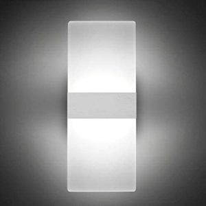 Modern LED Acrylic Wall Sconce 12W Cool White 6000K Up Down Lamp for Bedroom Corridor Stairs Bathroom Indoor Lighting Fixture Lamps Home Room Decor Not Dimmable No Plug(1 Pack)