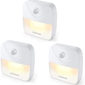 Onsinn Plug in led Night Light Body Motion Sensor,auto led Night lamp for Kids,Bedroom, Stairs,Kitchen Lighting (Body Motion Sensor, Warm White 3pack)