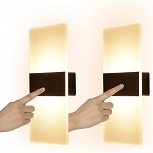 Acrylic Wall Lamp with Touch Switch, USB Rechargeable Battery Powered LED Wall Sconce Magnetic Attraction Bedside Lamp Portable Night Light Indoor Touch Control Wall Light Fixtures, 2 Pcs, Warm White