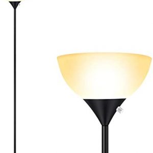 BoostArea Floor Lamp, Standing Lamp, 9W LED Floor Lamp, Energy Saving, 50,000hrs Long Lifespan, 3000K Warm White, Eye-Caring, Torchiere Floor Lamps for Bedroom, Living Room, Office, Reading, Black