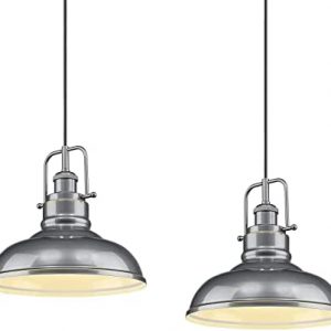 Zeyu Industrial Pendant Lights 2 Pack, Modern Dome Pendant Light for Kitchen Island Dining Room, Gray Finish, 016-1-2PK SG